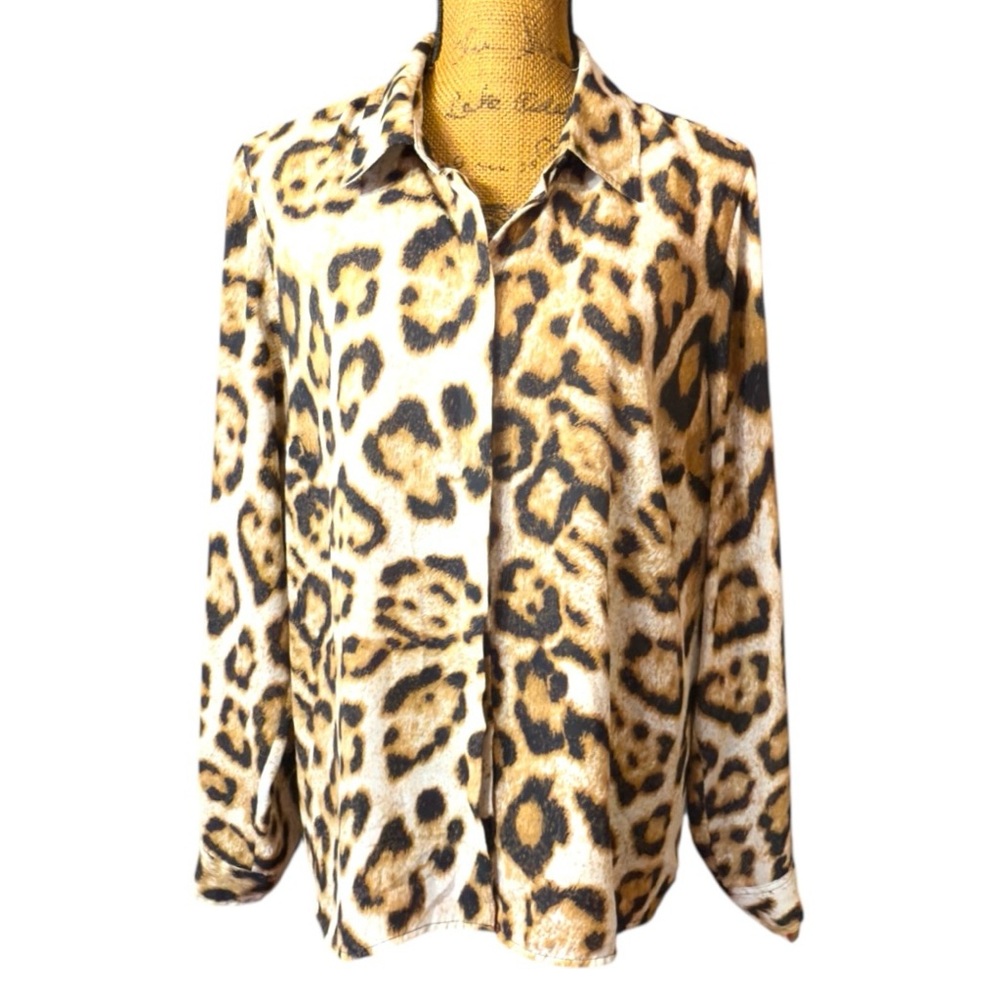 INC International Concepts long sleeved leopard print shirt Women’s size 16 | j9